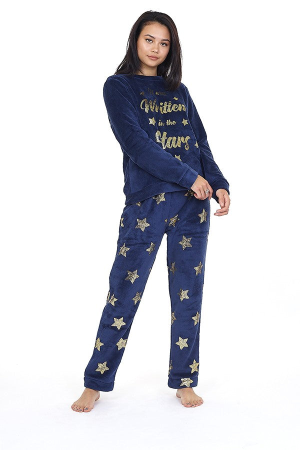 Written In The Stars Slogan Fleece Pyjama Set