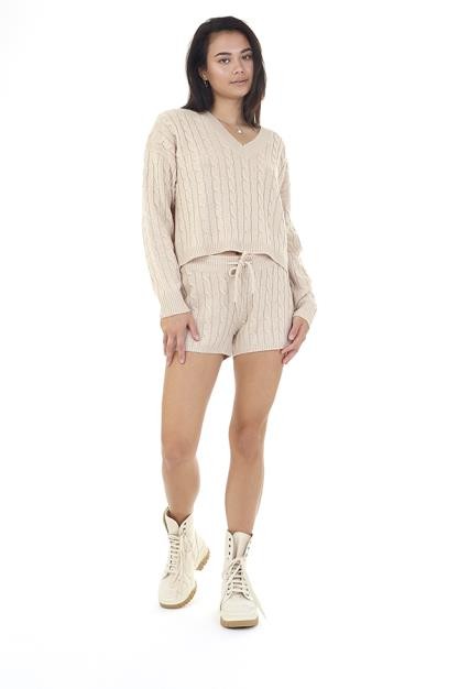 Cable Knit Shorts And Jumper Co-Ord Set