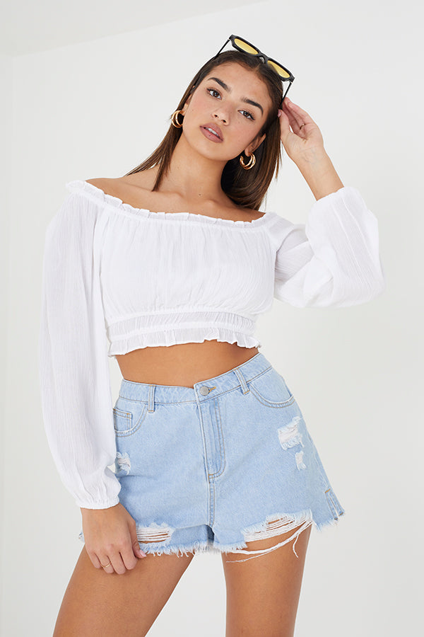 Distressed Denim Shorts