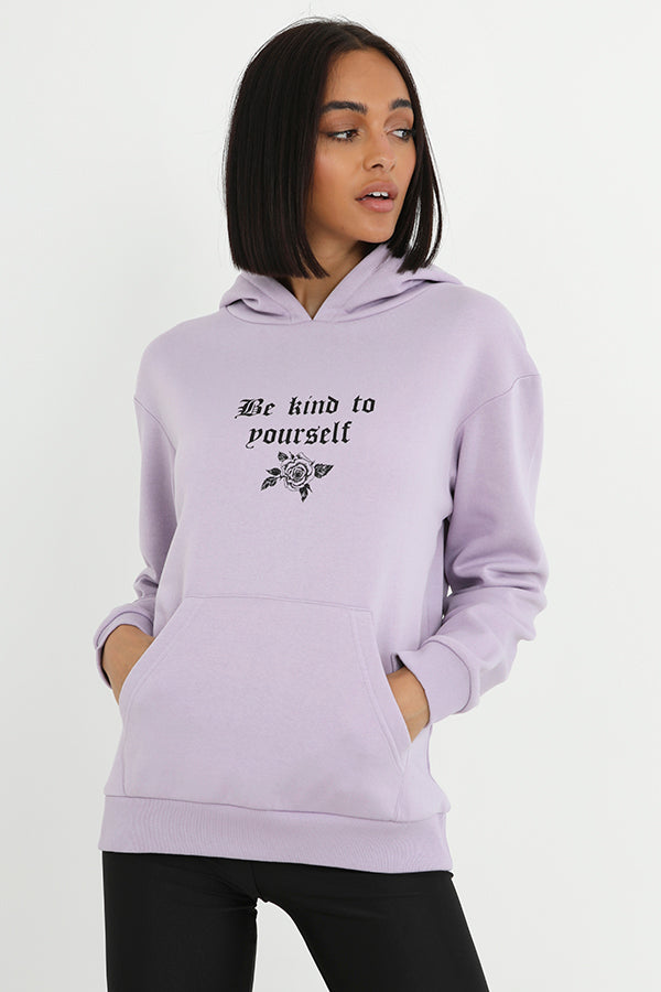 Long Sleeve Chest Print Pouch Pocket Hoodie