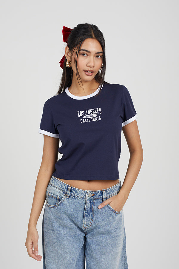 'Los Angeles' Embroidered Baby Tee