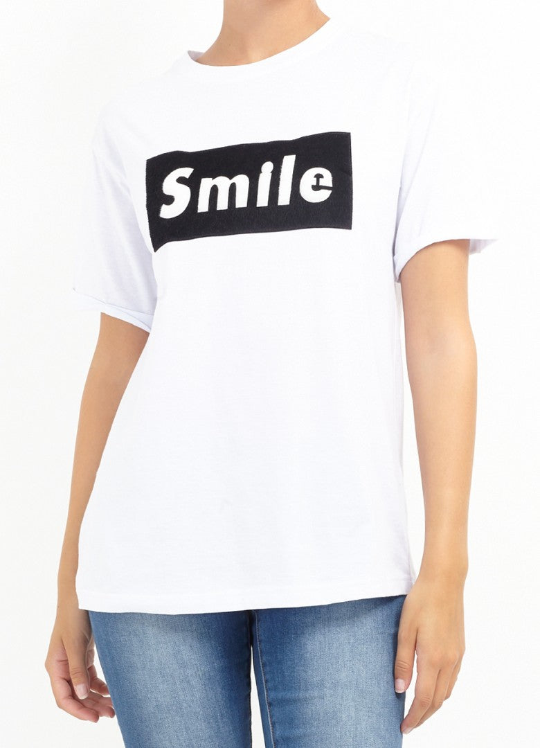 Smile Slogan Design Contrast Colour T-Shirt
