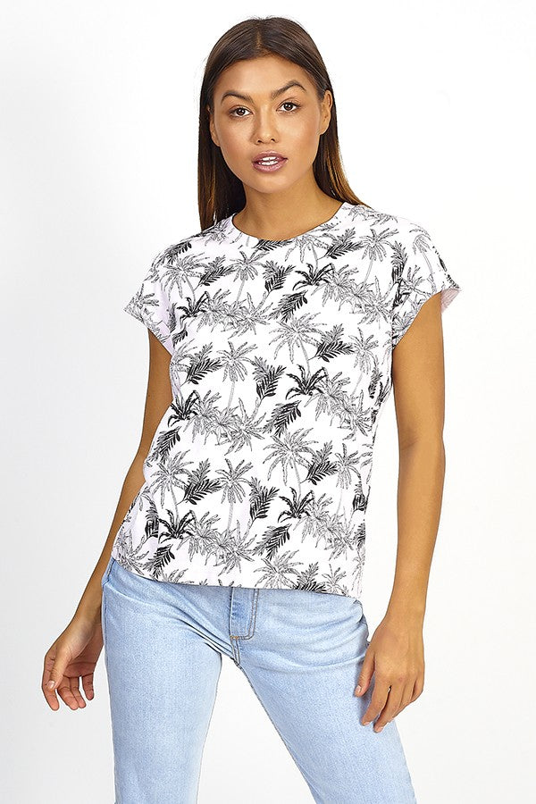 Palm Tree Print Crew Neck T-Shirt