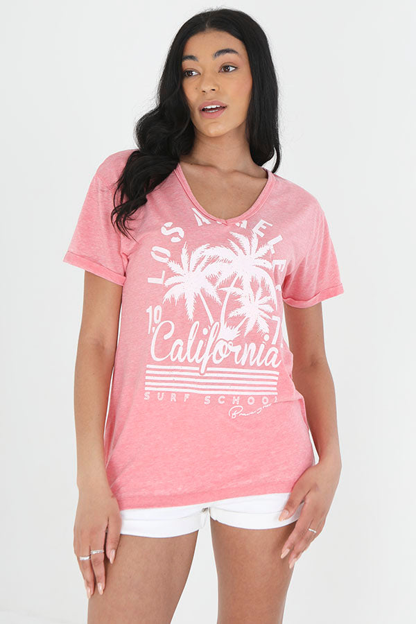 Burn Out V Neck T-Shirt