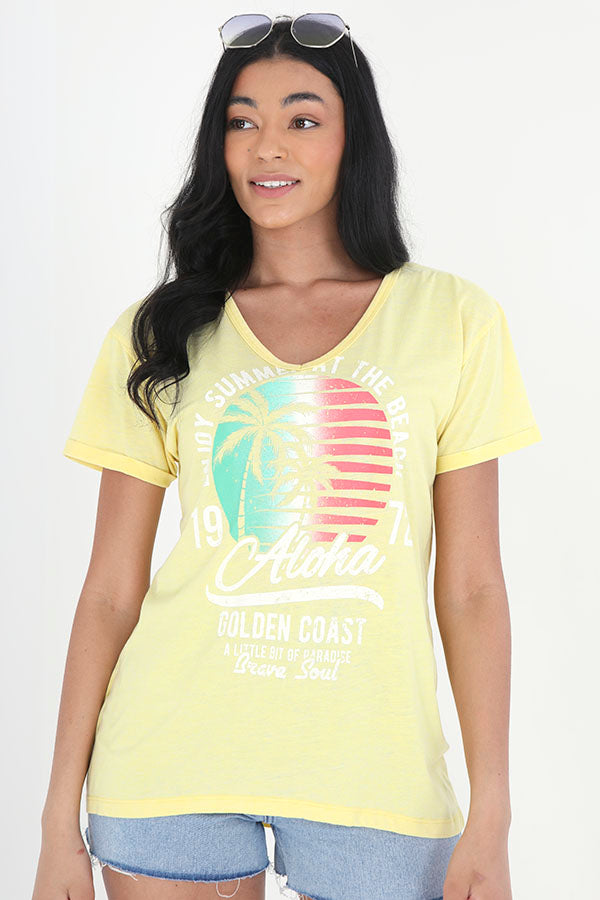 Burn Out V Neck T-Shirt