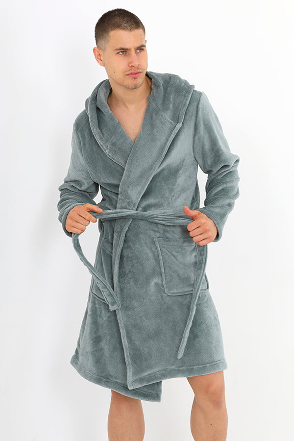 Mineral Hooded Long Soft Sherpa Dressing Gown