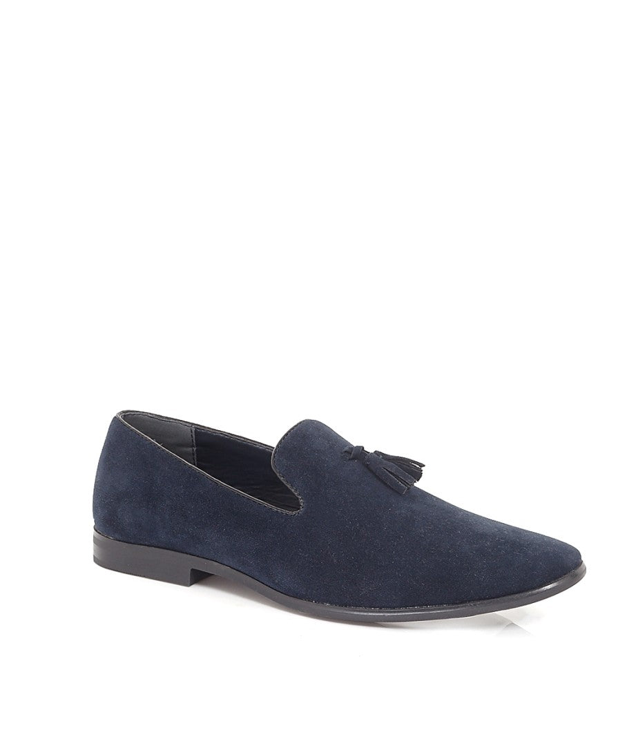 Tassel Detail Navy Faux Suede Loafers