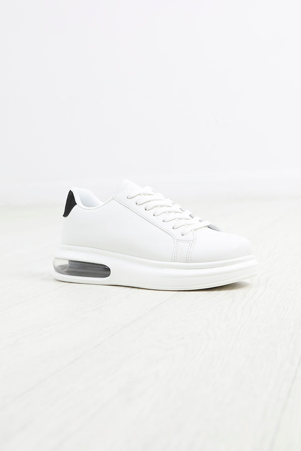 White Pu Lace Up Trainer