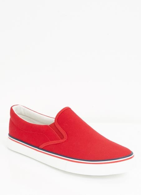 Skater Red Canvas Slip On Plimsolls