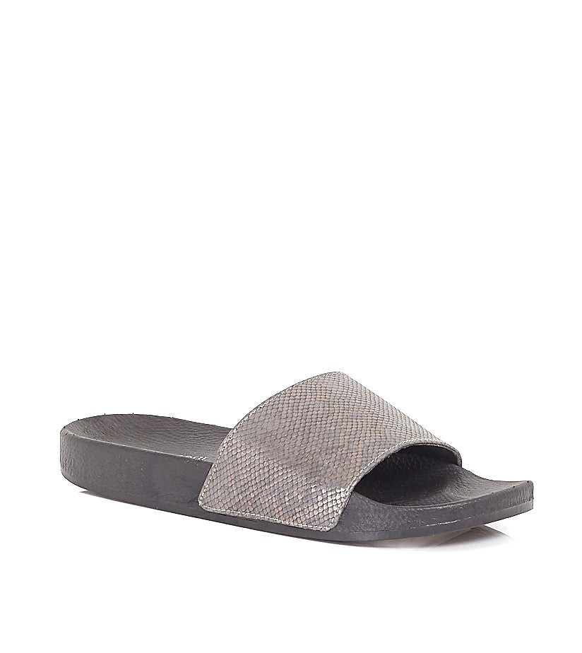 Metallic Snakeskin Strap Pool Sliders