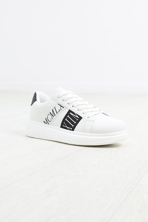 White Pu Lace Up Trainer