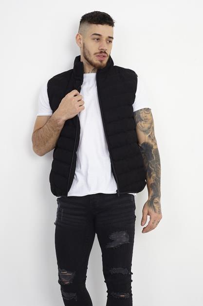 Faux Suede Chevron Quilt Padded Gilet