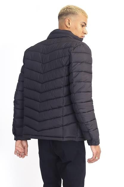 Funnel Neck Quilted Detailed Jacket