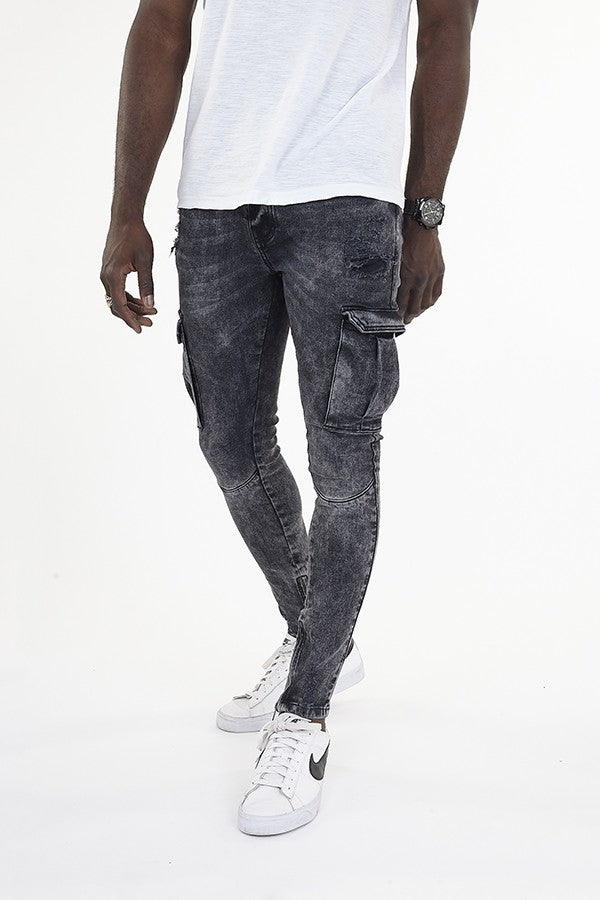 Cargo Denim Skinny Fit Jean Cargo Style Pockets