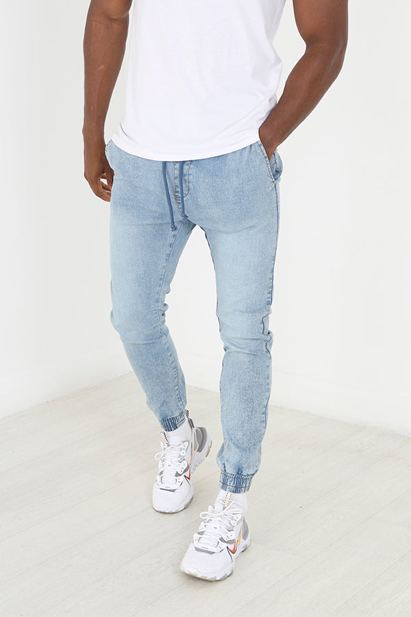 Light Blue Skinny Fit Cuffed Bottom Denim Jeans
