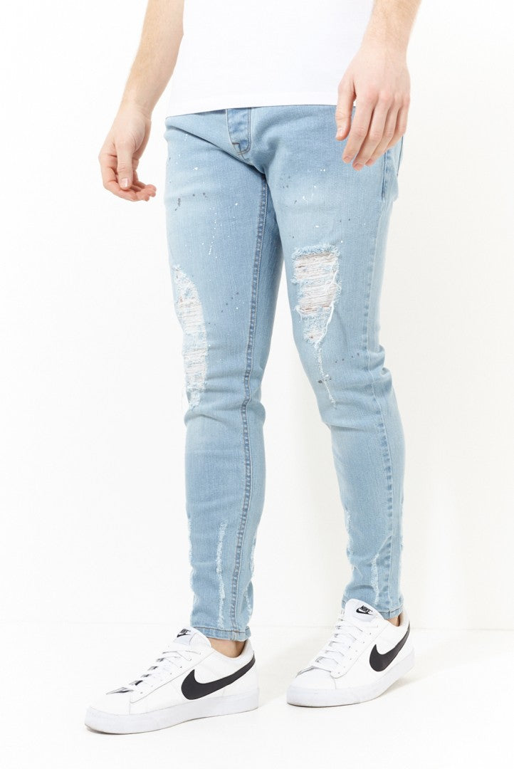 Light Blue Wash Distressed Skinny Jeans