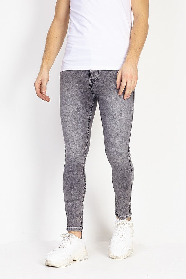 Grey Acid Wash Denim Super Skinny Jeans