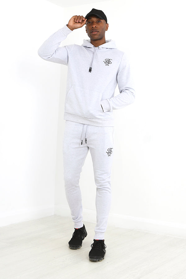 Ecru Marl Embroidery Detail Slim Fit Tracksuit