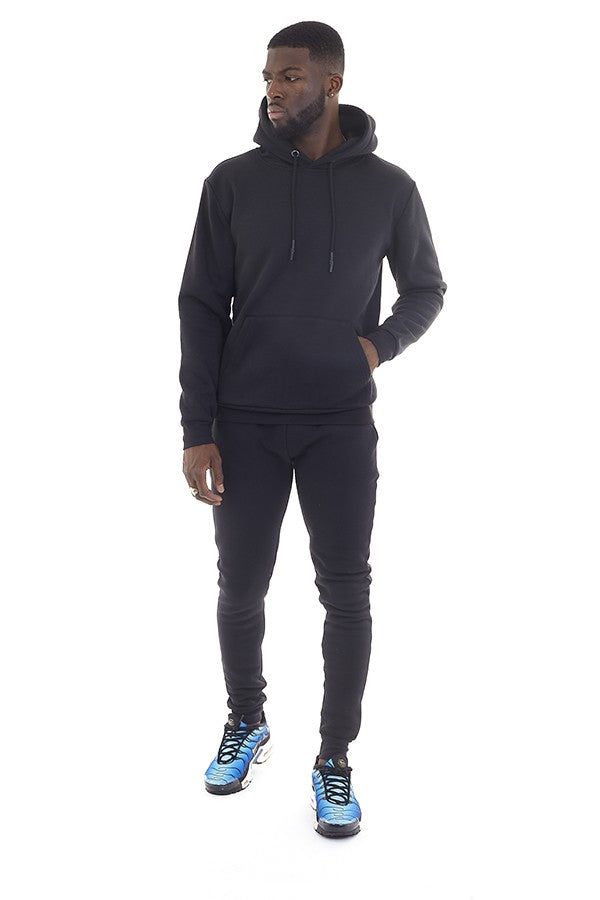 Black Overhead Hoodie And Skinny Joggers Tracksuit