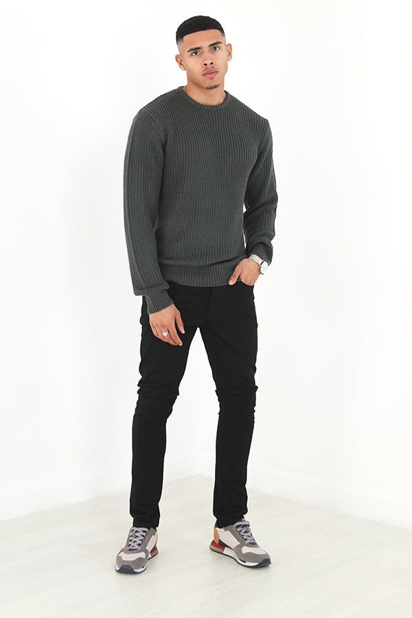 Tubular Crew Neck Cardigan Stitch Jumper