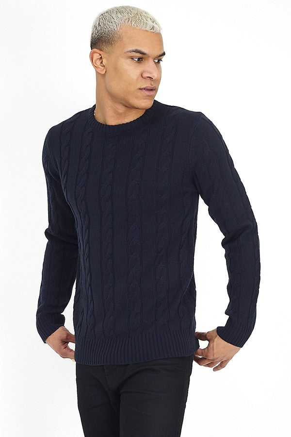 Crew Neck All Over Cable Knit Jumper