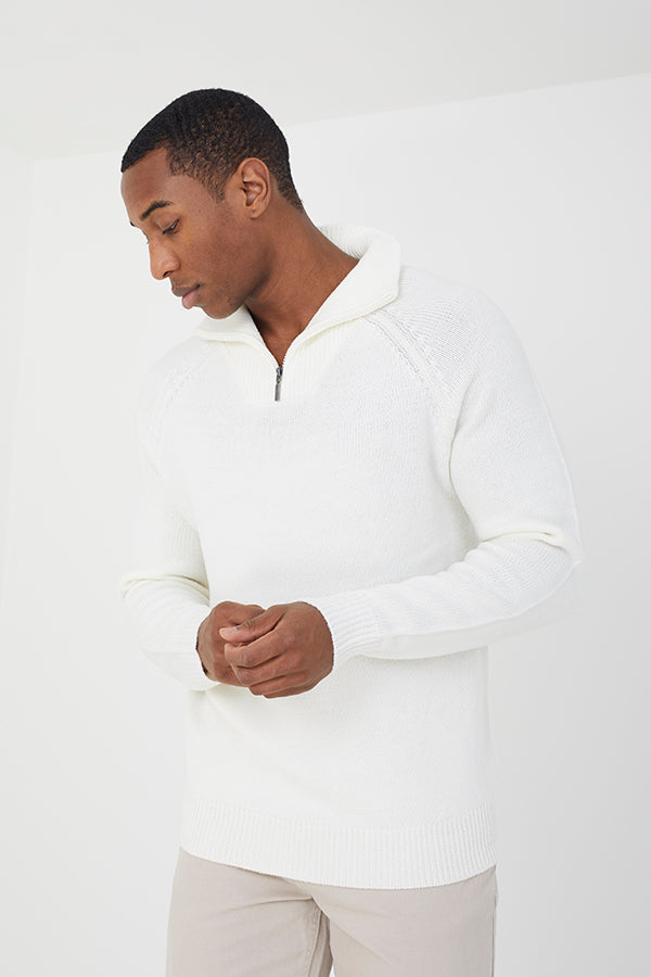Quarter Zip Funnel Neck Jumper