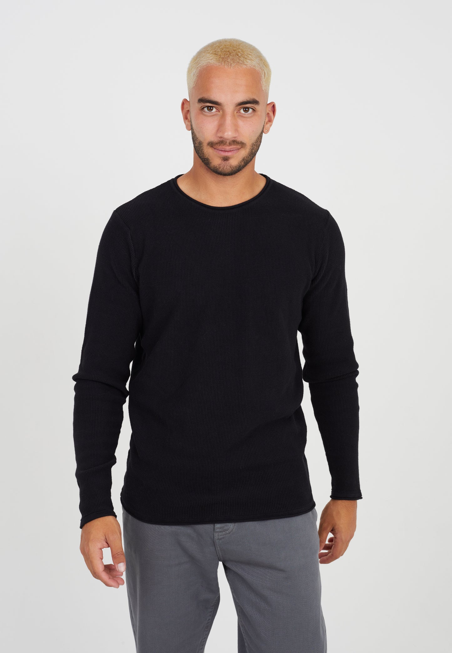 Long Sleeved Jumper With Ribbed And Rolled Neck