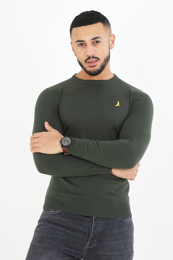 Embroidered Long Sleeve Crew Neck Flat Knit Jumper