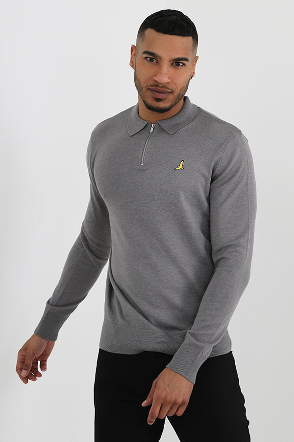 Embroidery Detail Zip Collar Long Sleeve Jumper