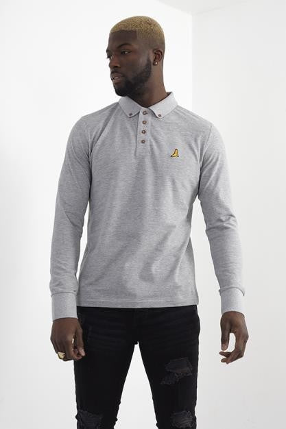 Wood Effect Button Long Sleeve Polo Neck Top