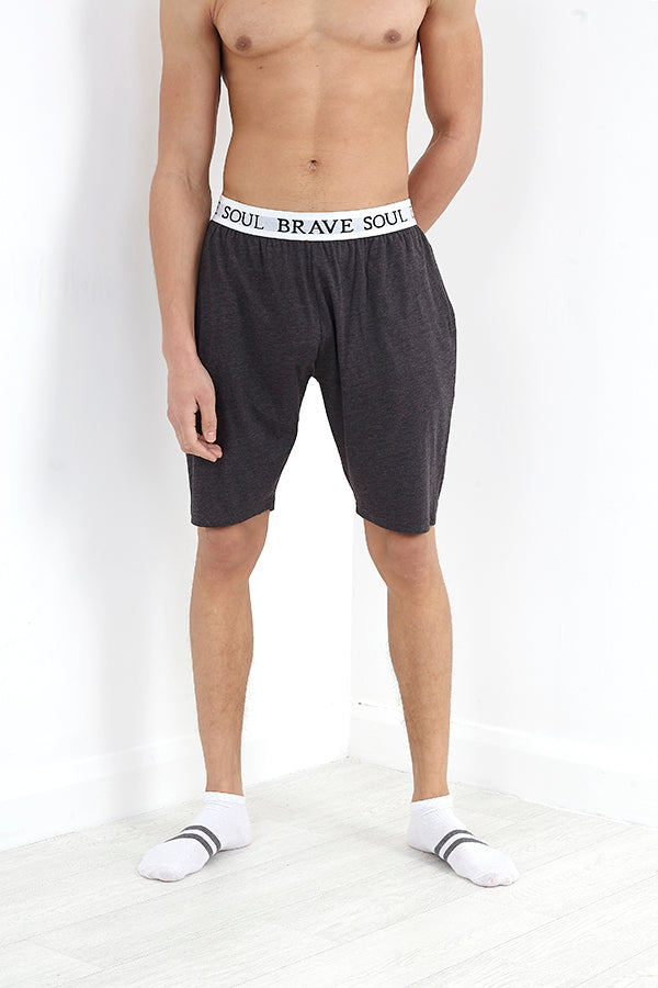 Charcoal Elasticated Logo Waistband Jersey Lounge Short