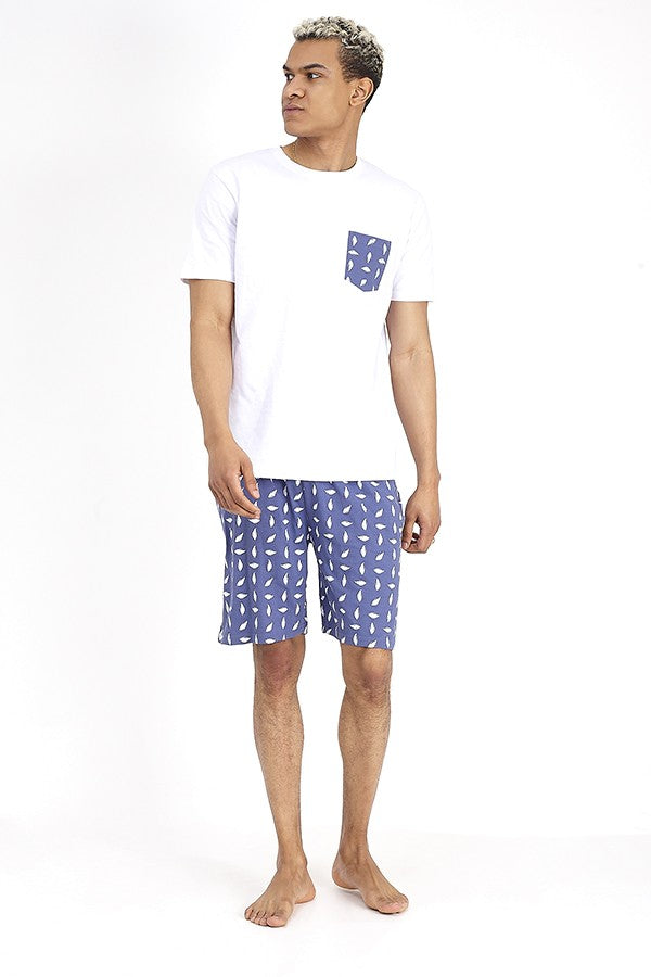 Feather Print Pocket Detail Loungewear Set