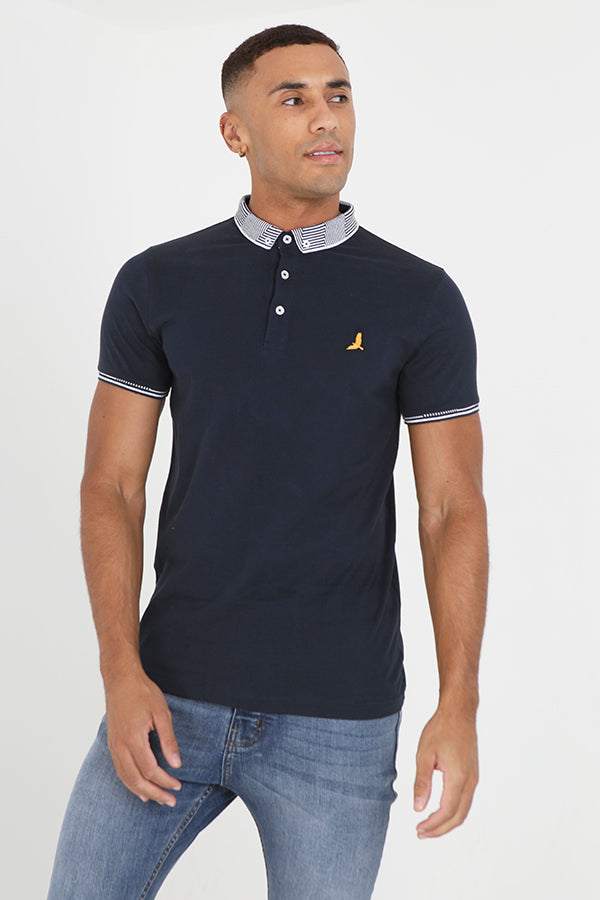 Short Sleeve Jacquard Collar And Cuff Polo Shirt