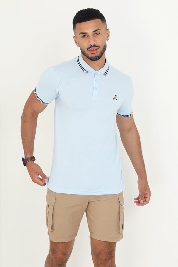 Contrast Detail Embroidered Short Sleeve Polo Shirt