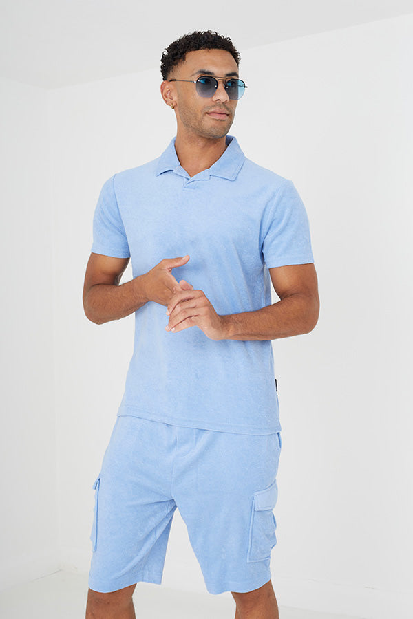 Short Sleeved Revere Collar Polo Towelling Fabric Straight Hem
