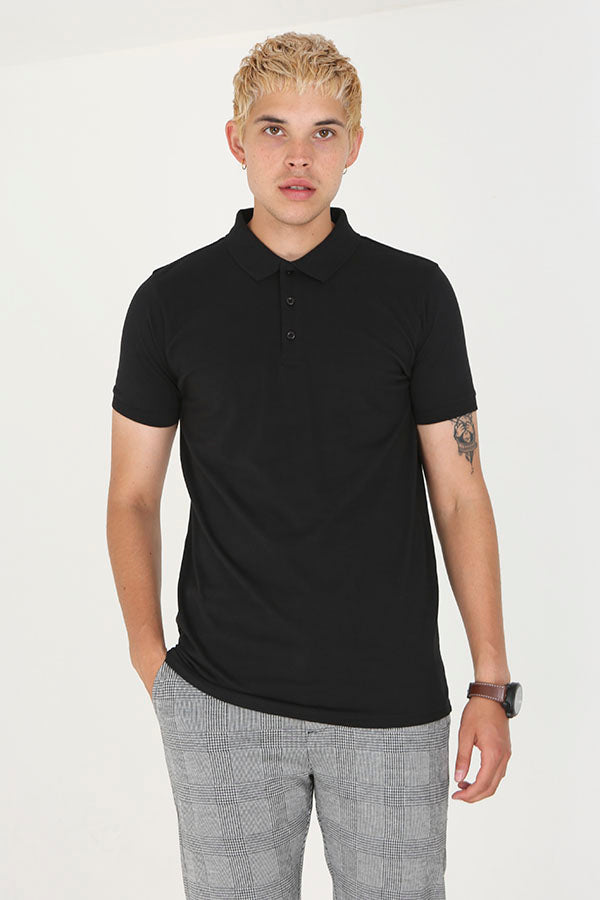 Plain Design Short Sleeve Cotton Polo Shirt
