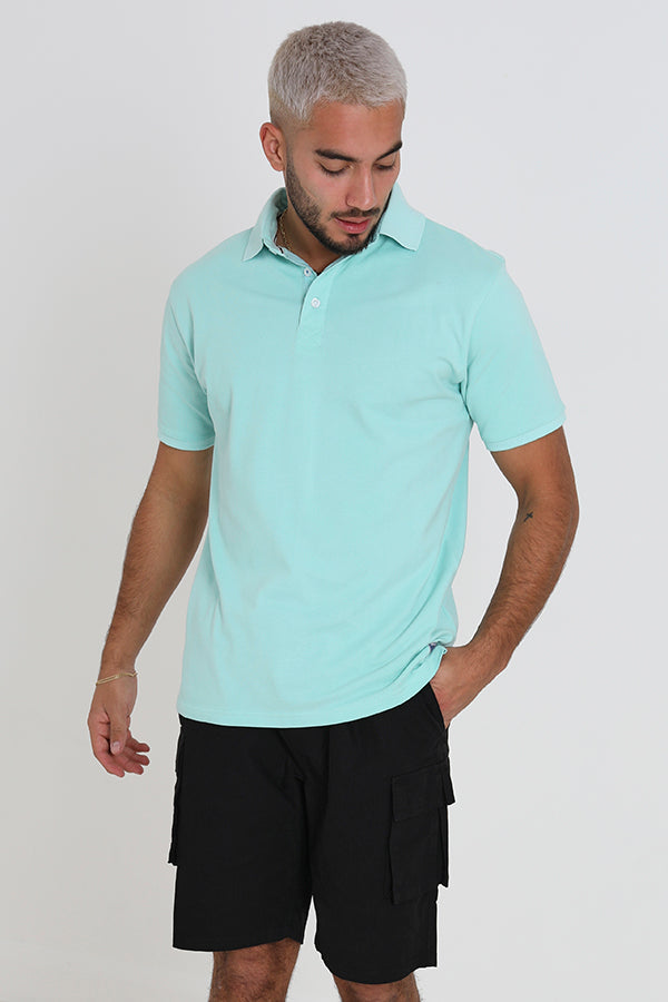 Solid Colour Short Sleeve Pearl Button Effect Polo Top