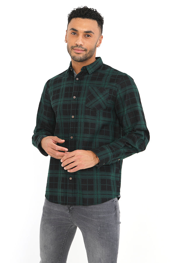 Long Sleeve Check Design Button Through Shirt