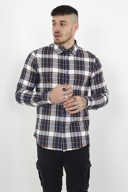Heavily Brushed Cotton Check Print Long Sleeve Shirt