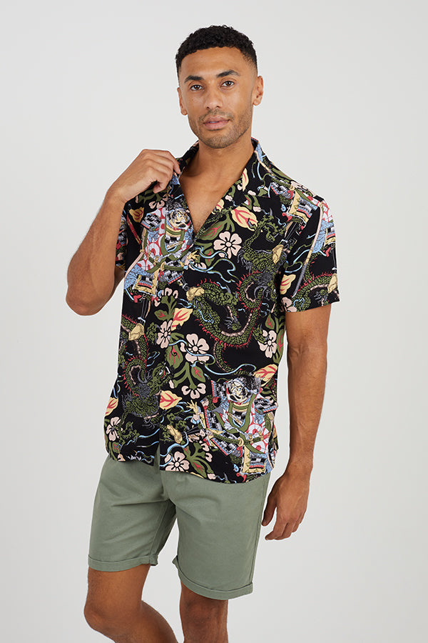 Short Sleeved Shirt Revere Collar