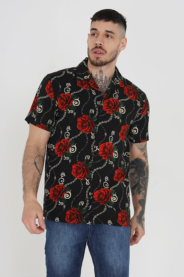 Short Sleeved Shirt Revere Collar