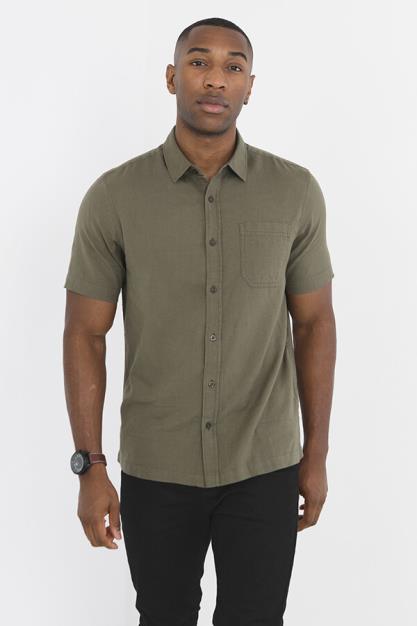Solid Short Sleeve Pearl Button Through Shirt