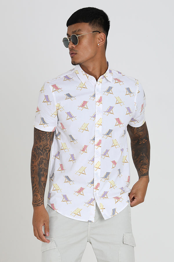 All Over Beach Print Short Sleeve Shirt