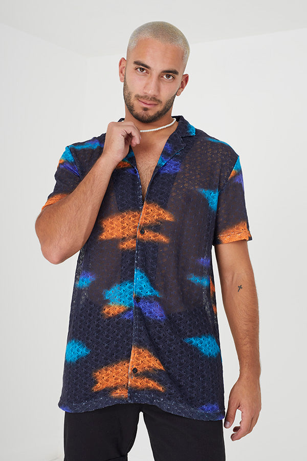 Revere Collar Short Sleeved Shirt