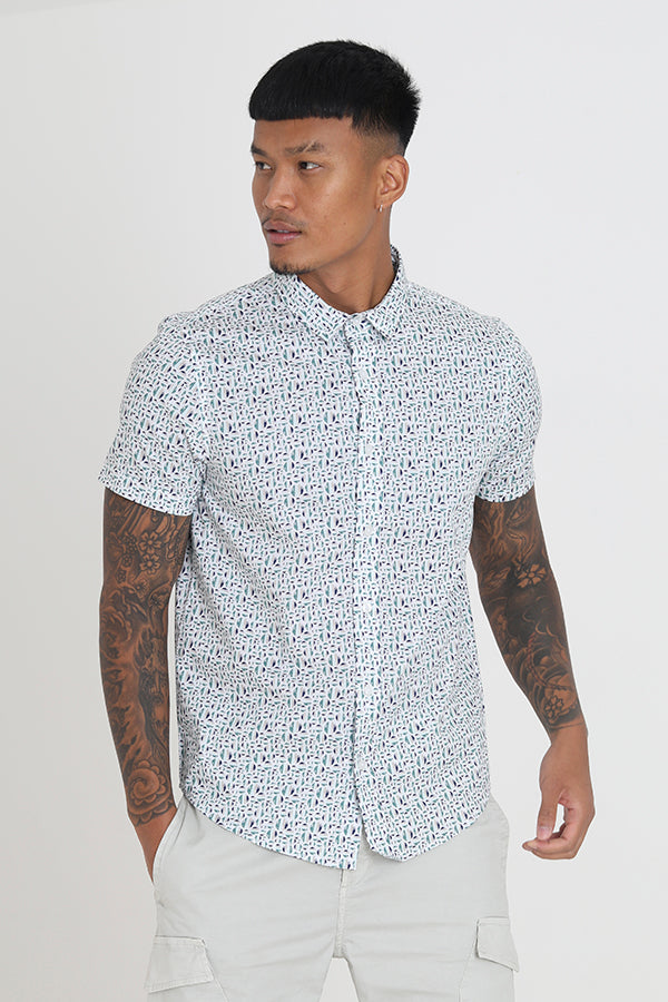 All Over Print Short Sleeve Button Through Shirt
