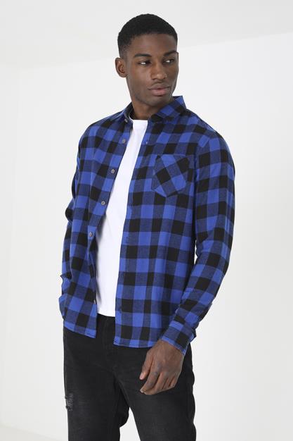 Long Sleeve Check Shirt Button Through