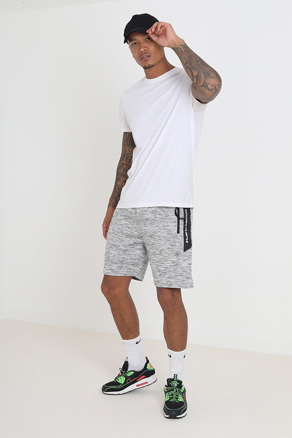 Marl Effect Drawchord Detail Brushed Back Fleece Shorts