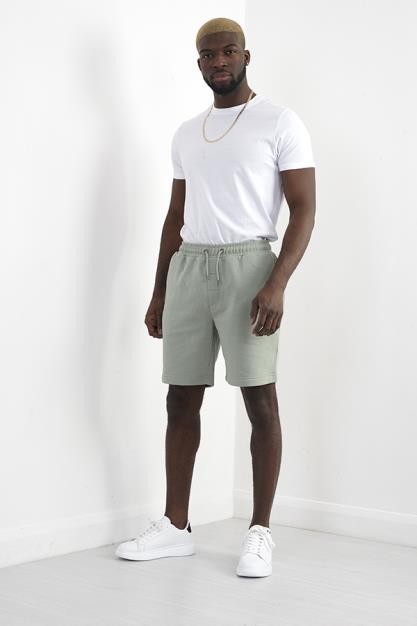 Mint Green Plain Elasticated Shorts