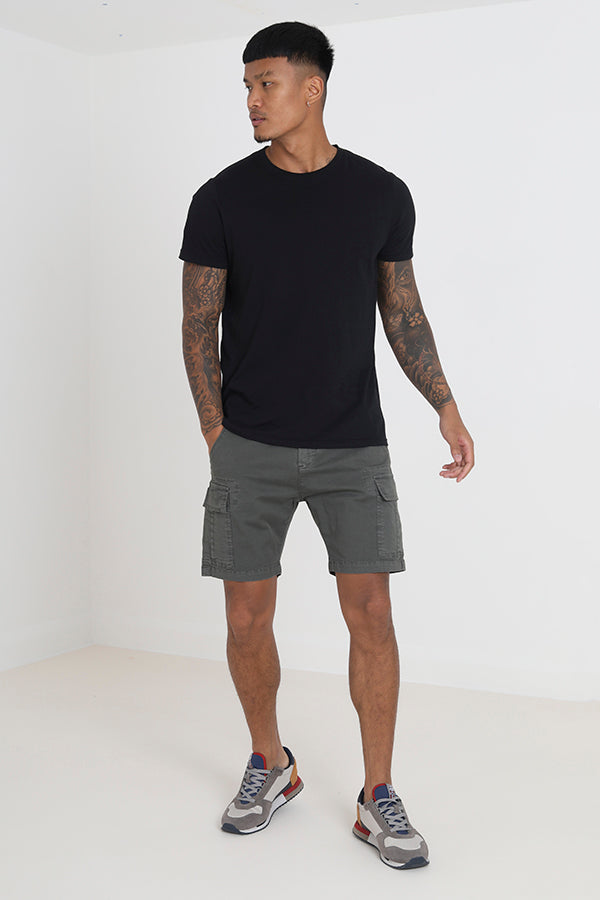 Regular Mid Grey Pocket Detail Cargo Shorts