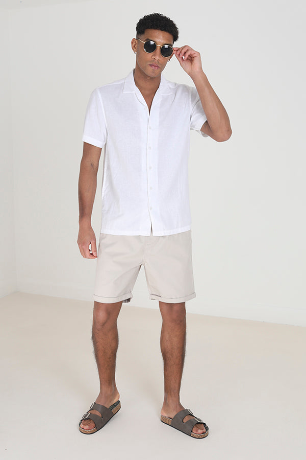 Light Stone Turn Up Hem Chino Shorts